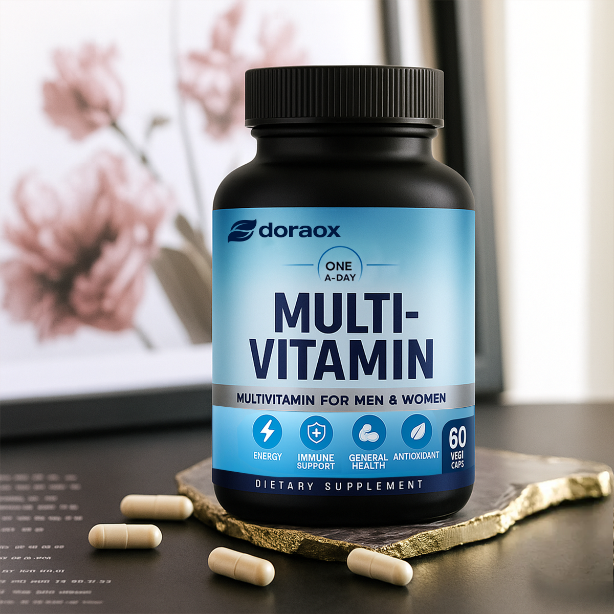Doraox Multivitamin for Men & Women - 60 capsules | 31 Vital Nutrients | With Probiotic Blend