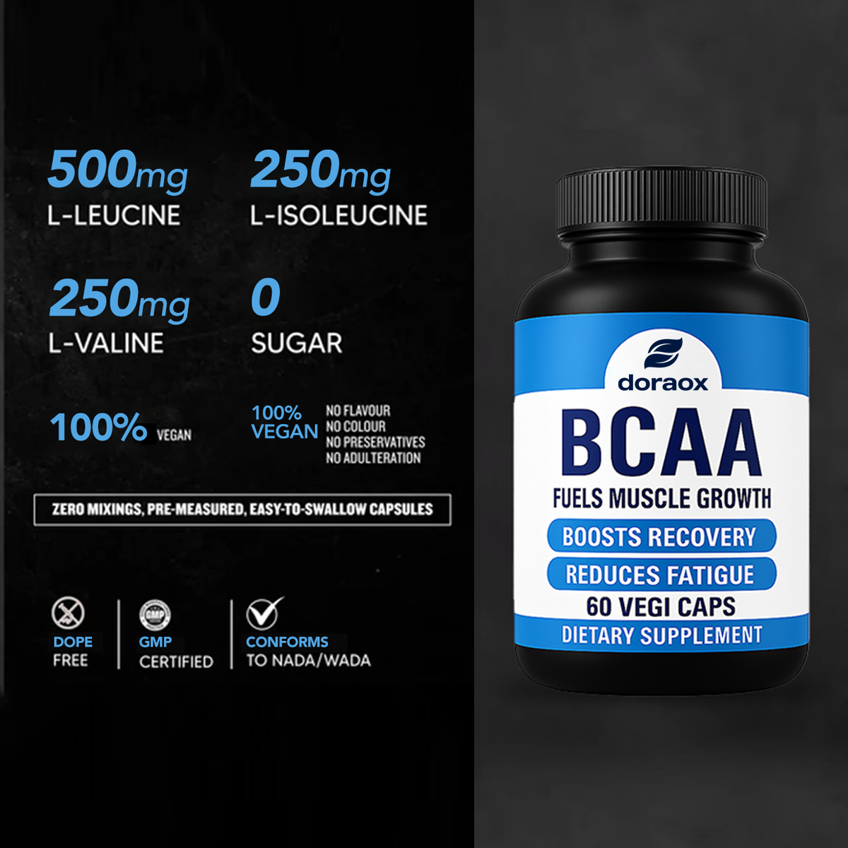 Doraox BCAA Capsules for Muscle Growth & Recovery